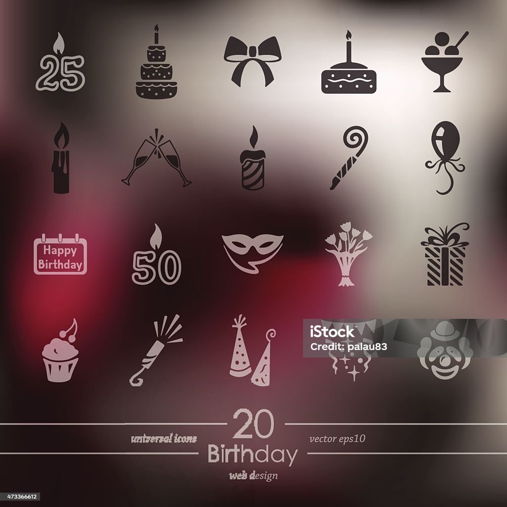 Set of birthday icons birthday modern icons for mobile interface on blurred background Abstract stock vector