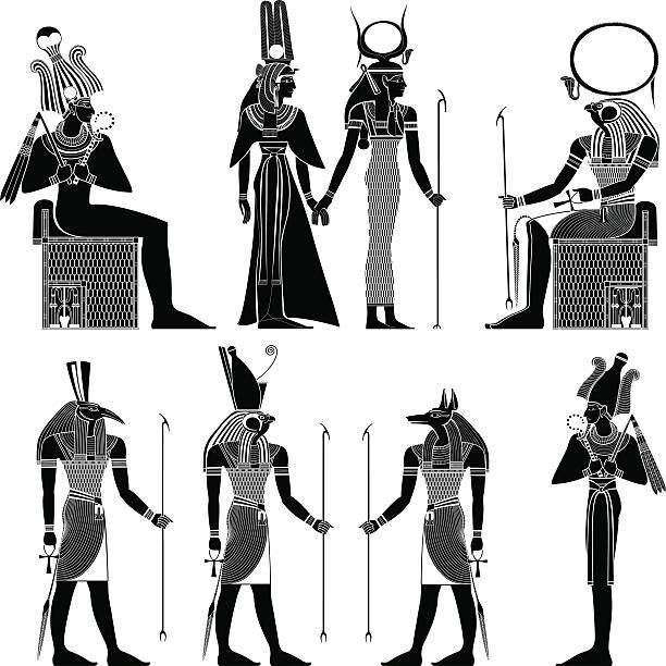 starożytne egiptu symbol - hieroglyphics egypt egyptian culture nefertiti stock illustrations