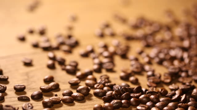 sack with coffee beans (dolly shot)
