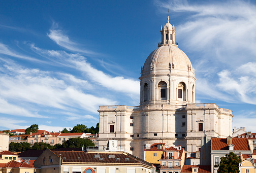 National Pantheon in the Alfama district of Lisbon, Portugal. This is the view that greets passengers arriving on cruise ships at the Santa Apolonia terminal in Lisbon.