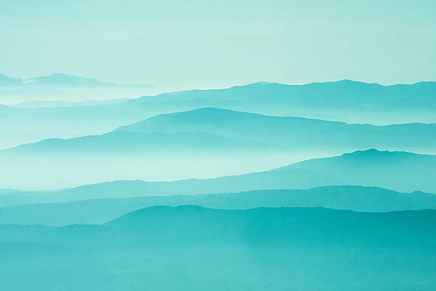 Scenic Landscape Mountains. Sunrise Layers. grain added