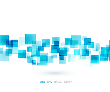 Blue shiny squares shapes technical background. Vector technology design