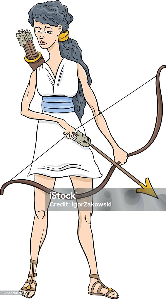 greek goddess artemis cartoon Cartoon Illustration of Mythological Greek Goddess Artemis Greek Mythology stock vector