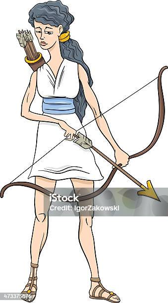 Greek Goddess Artemis Cartoon Stock Illustration - Download Image Now - Greek Mythology, 2015, Adult