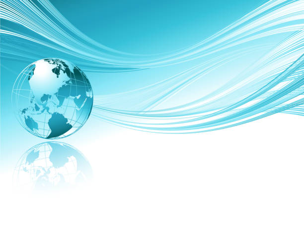 istock Cartoon of a blue world globe on abstract blue background 473376634