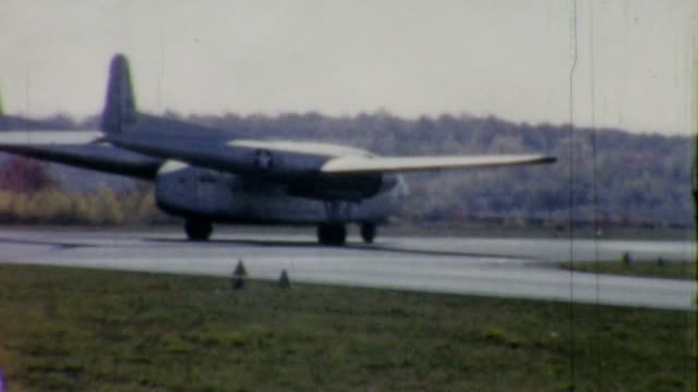 Old Military Cargo Aircraft Takes Off-1958 Vintage 8mm film