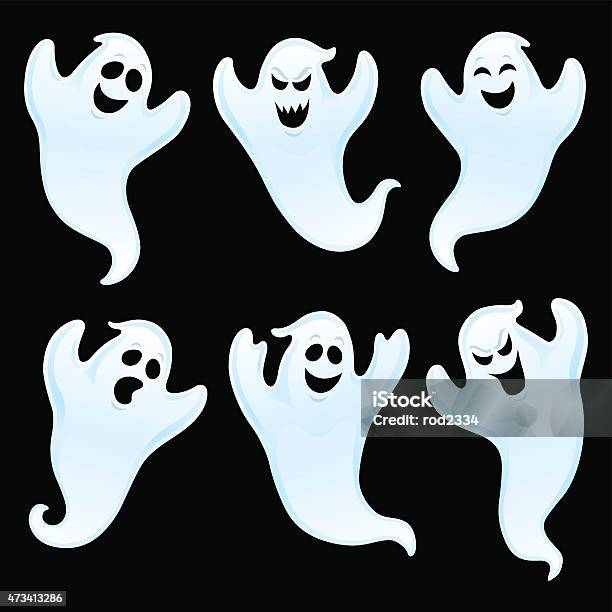 Ilustración de Seis Caracteres Fantasma Variados y más Vectores Libres de Derechos de Fantasma - Fantasma, Felicidad, Halloween