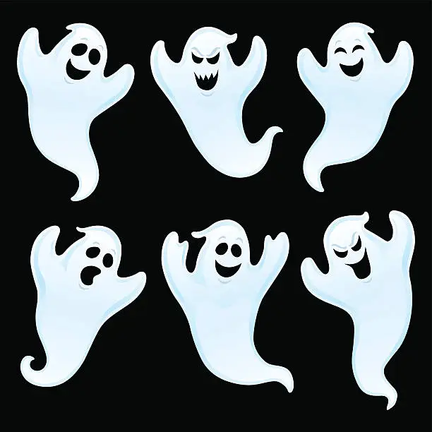 Vector illustration of Six Assorted Ghost Characters