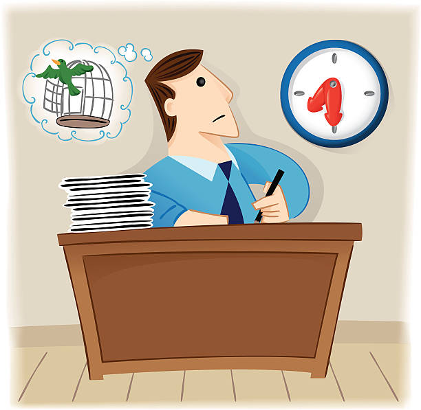 bildbanksillustrationer, clip art samt tecknat material och ikoner med executive employee waiting to go - black eye pencil no background