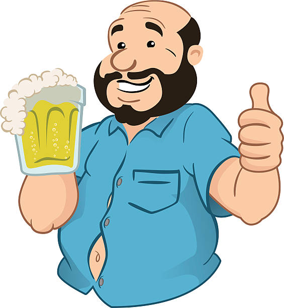 One Fat And Bald Man With A Beer Mug Stock Illustration - Download Image  Now - Beer - Alcohol, Men, Holding - iStock