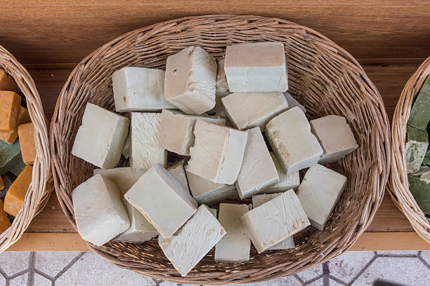 pile of natural olive oil soap bars