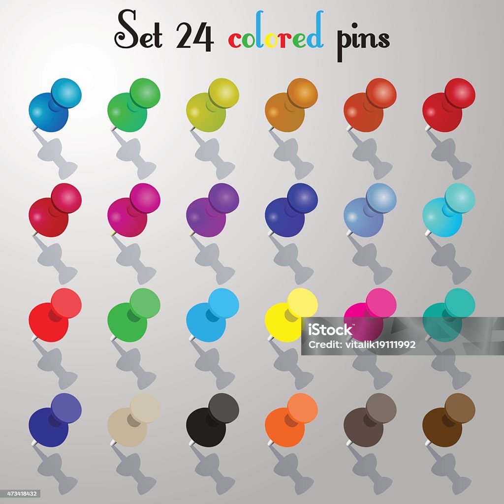 All Set Pin Image Set Pins Colored Vector Illustration Stock Illustration - Download ...