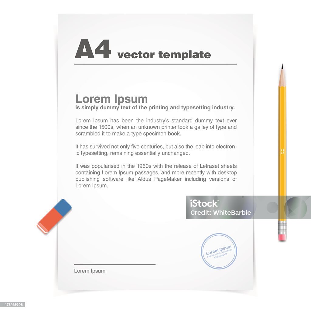 Vector Template Paper A4 Paper Vector Template Stock Illustration - Download Image Now - 2015 ...