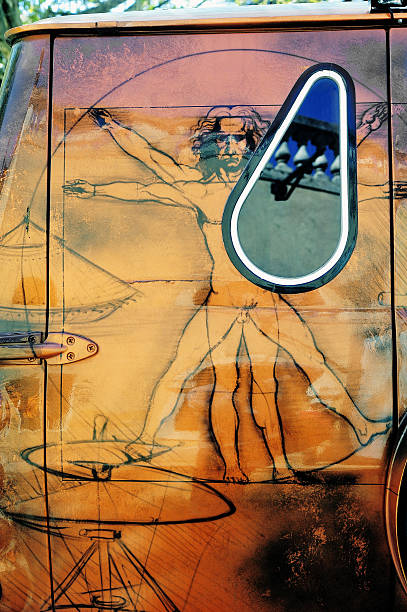van bedford 1980 peint - vitruvian man photos et images de collection