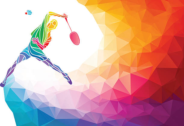 badminton sport zaproszenie plakat lub ulotka tło w stylu wielokąt (polygon) - shuttlecock stock illustrations