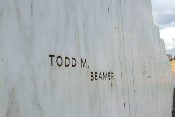 Todd Beamer on Wall of Names Somerset County, PA, USA - May 8, 2015 : Todd Beamer's name on the Wall of Names at the Flight 93 National Memorial.  Known best for his phrase "Let's Roll" said before attacking the cockpit trying to overpower the terrorists. names of marbles stock pictures, royalty-free photos & images