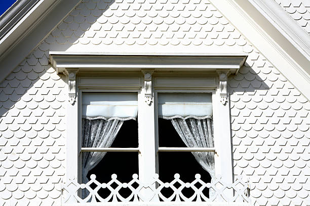 istock Past Era Victorian Scalloped Shingle Siding With Window 473421998