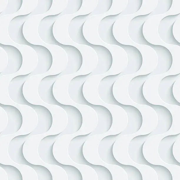 Vector illustration of White seamless 3D wallpaper in S-shaped pattern