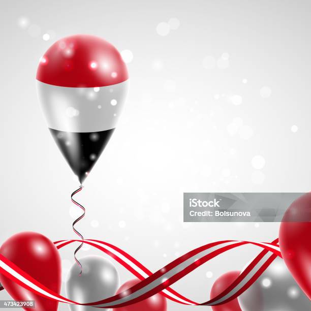 Flag Of Yemen On Balloon Stock Illustration - Download Image Now - 2015, Abstract, All Middle Eastern Flags