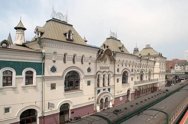 Passenger cars line up along the siding at the Trans Siberian Express terminus in Vladivostok. This is either the first or last stop on the 6 night journey that awaits you