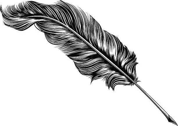 Vector illustration of Vintage feather quill pen illustration