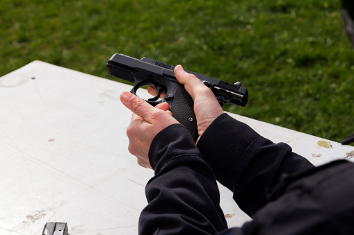 Training of police shooting at a shooting range