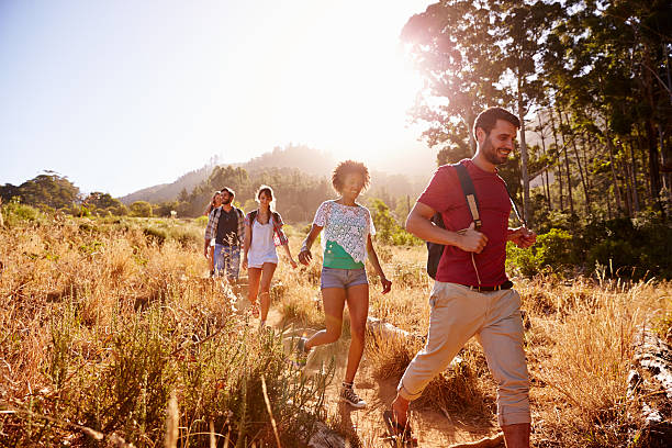 Group Of Friends On Walk Through Countryside Together