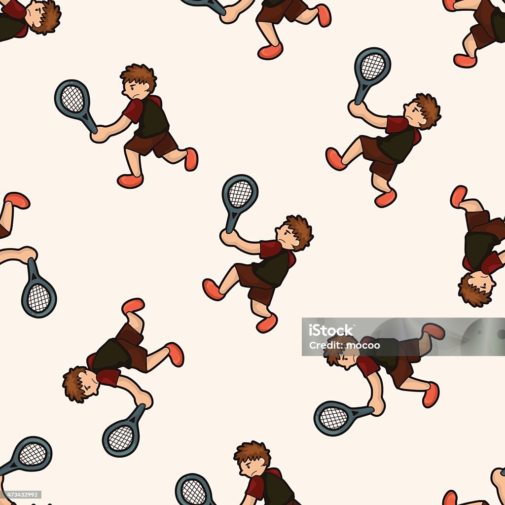 Tennis Player Cartoon Seamless Pattern Background Stock Illustration