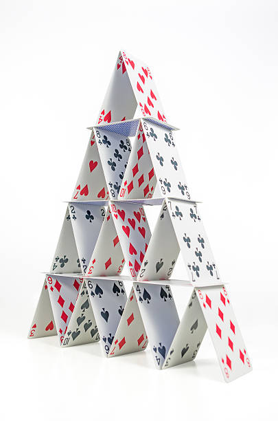 House of cards stacked in a pyramid