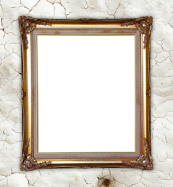 istock golden frame on whtie cement wall background 473434746