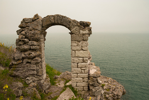 Medieval fortress with ancient arch at  Kaliakra Cape, Black Sea Coast, Bulgaria