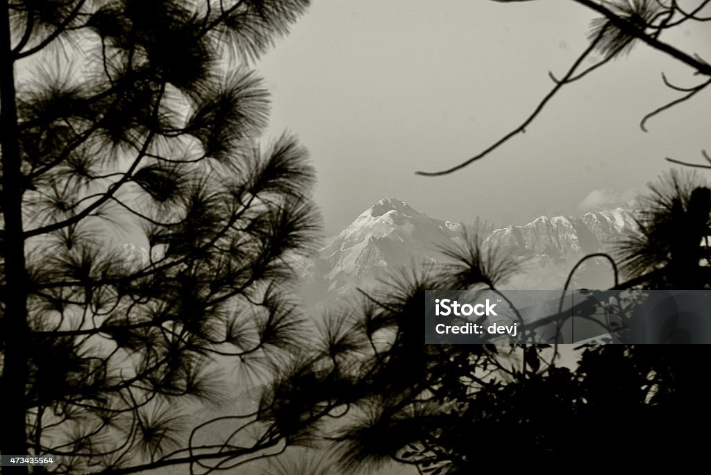 Nanda devi Majestic Nanda devi in Black and White on a cloudy day. 2015 Stock Photo