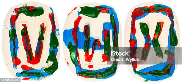 Colorful Handmade Of White Clay Letters Stock Photo - Download Image Now - 2015, Acrylic Painting, Alphabet