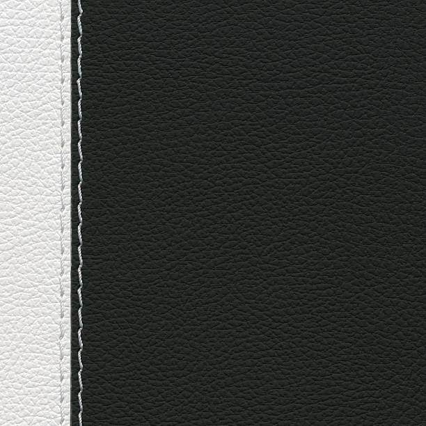 istock Black & White Leather Texture with Stitch Detail 473436094