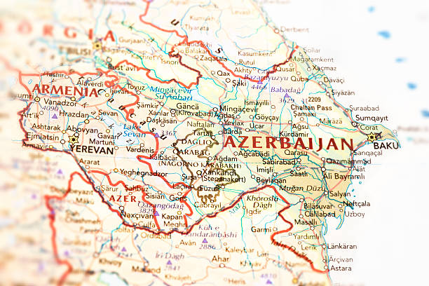 aserbaidschan und armenien karte - aserbaidschan stock-fotos und bilder