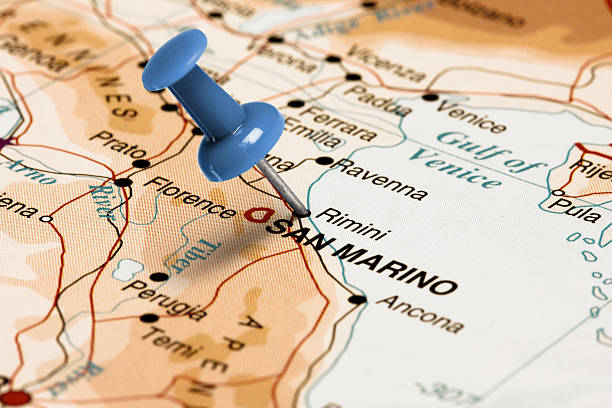 istock Location Rimini. Blue pin on the map. 473438902
