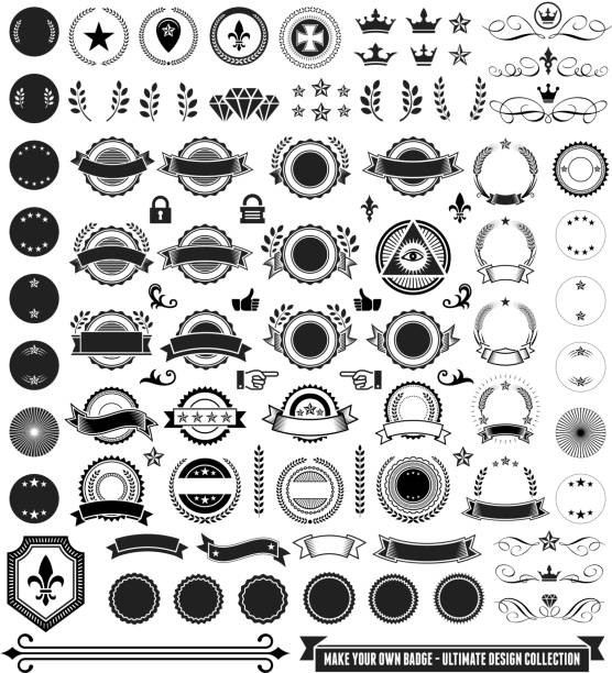 あなた自身のカスタムバッジベクトルのコレクションのデザイン - shield shape sign design element点のイラスト素材／クリップアート素材／マンガ素材／アイコン素材