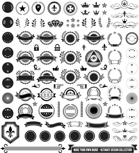 сделать собственные пользовательские значок-ultimate коллекция векторных дизайн - ribbon retro revival old fashioned banner stock illustrations