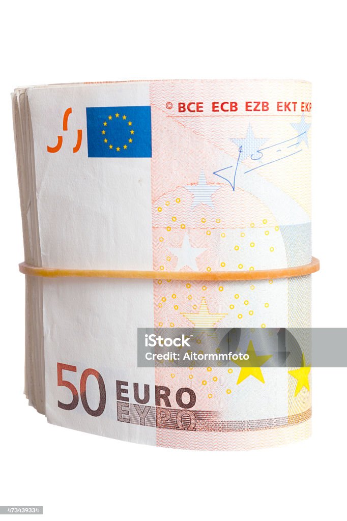 Fifty euro notes bend Fifty euro notes bend isolated on white background 2015 Stock Photo
