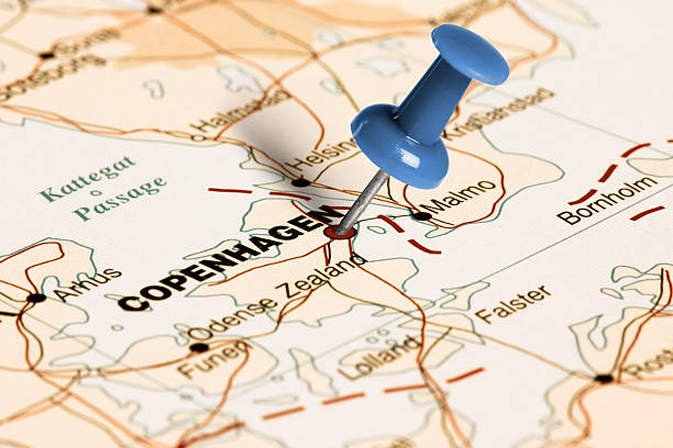 istock Location Copenhagen. Blue pin on the map. 473444912