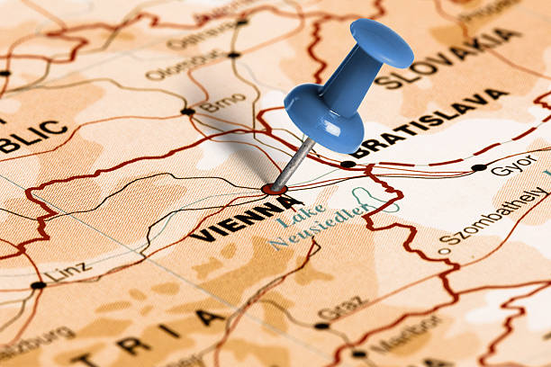 Photo of pinned Tirane on a map of europe. May be used as illustration for traveling theme.