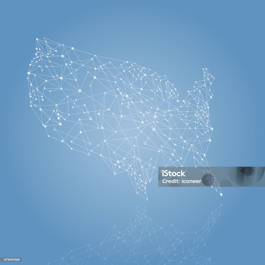 USA network-Karte auf blauem Hintergrund Perspektive auf - Lizenzfrei Fluchtpunktperspektive Vektorgrafik