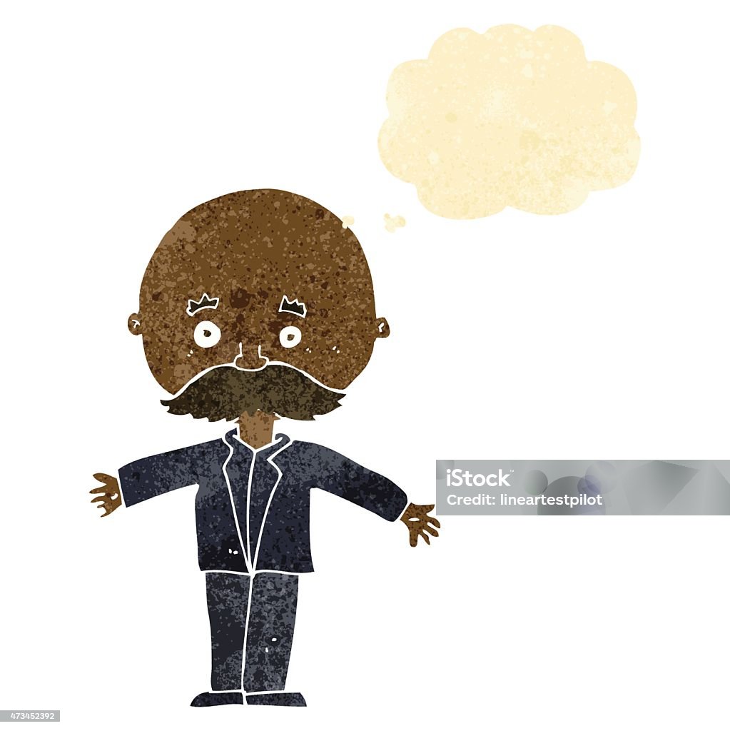 Cartoon Bald Man With Open Arms With Thought Bubble Stock Illustration -  Download Image Now - iStock