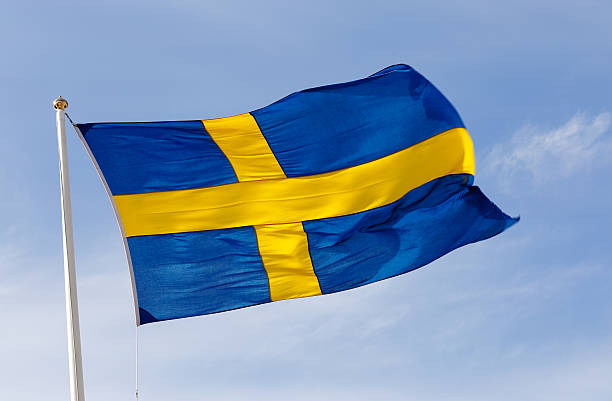 istock Swedish flag waving in the wind 473453202