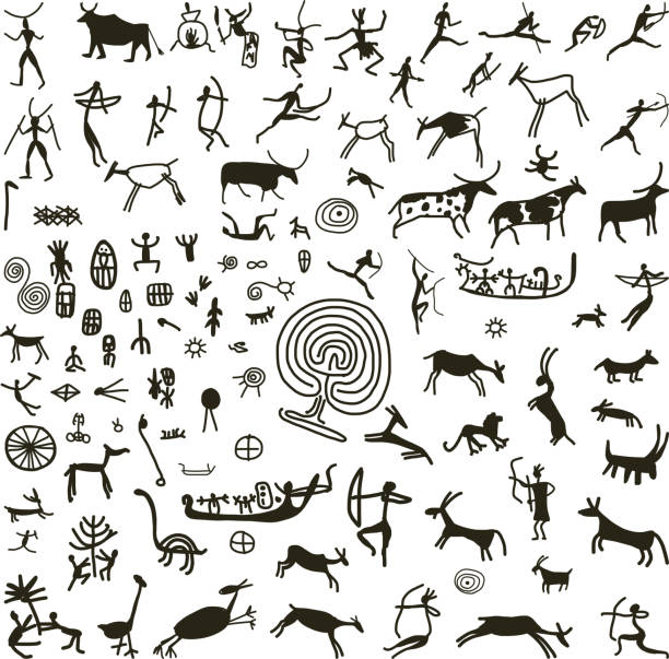 rock obrazy, rysunek do projektowania - tribal art stock illustrations