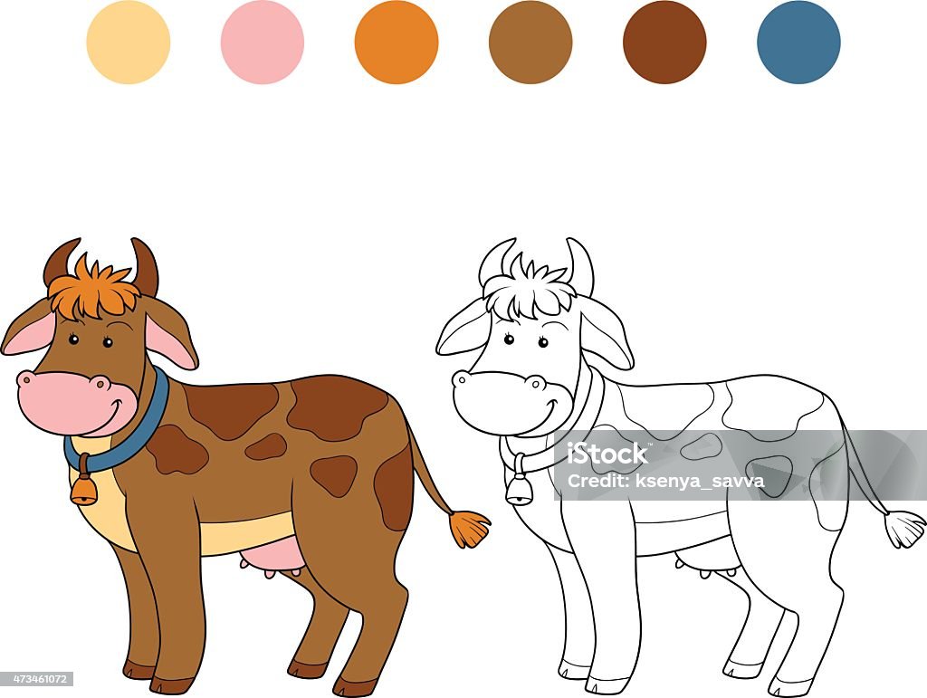 Coloring book (cow) Game for children: Coloring book (cow) 2015 stock vector