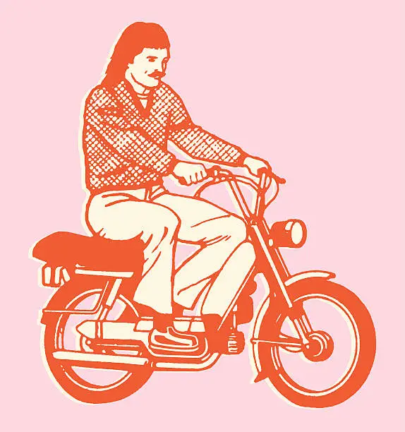 Vector illustration of Man Riding Scooter