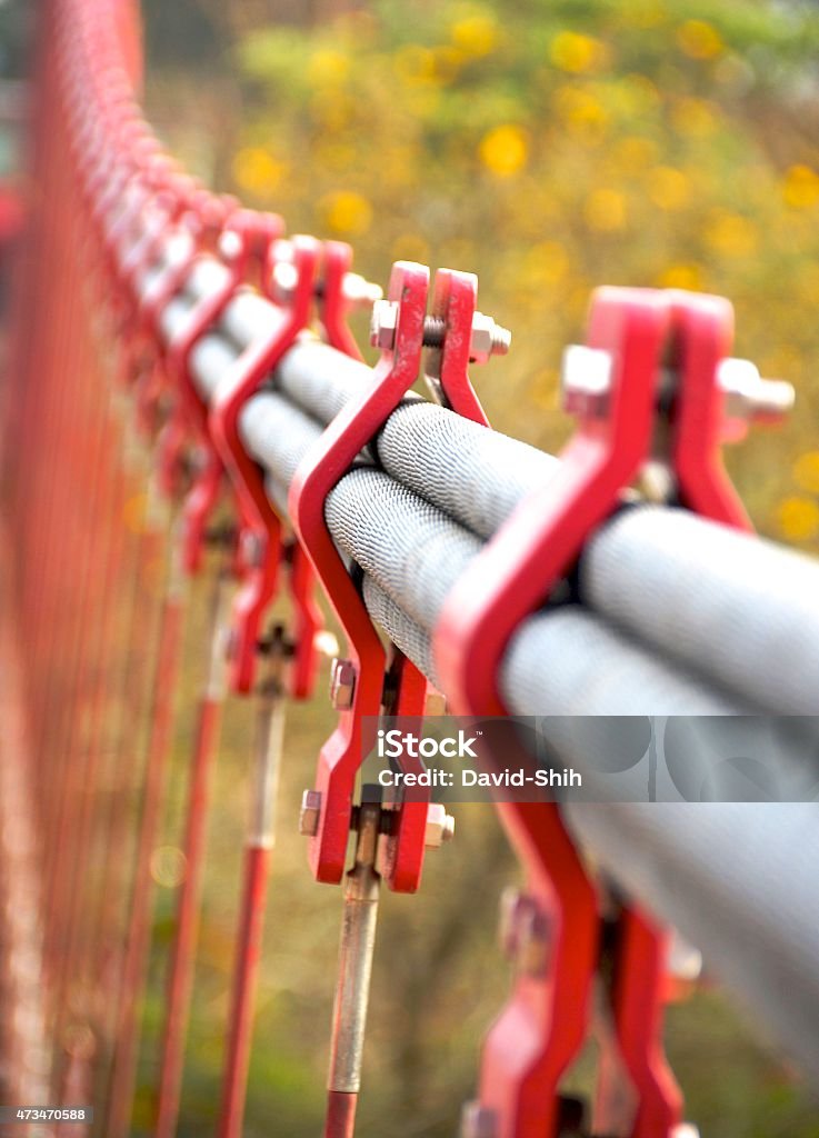 The closeup of bundle cables on suspension bridge 2015 Stock Photo