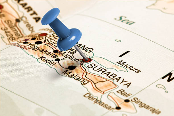 Location Surabaya. Blue pin on the map.