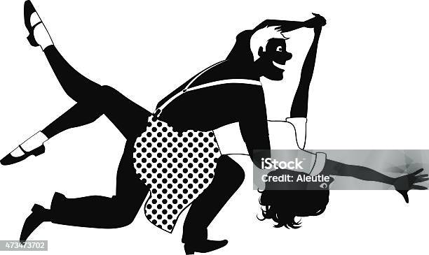 Swing Dancing Silhouette Stock Illustration - Download Image Now - 1950-1959, Couple - Relationship, Dancing